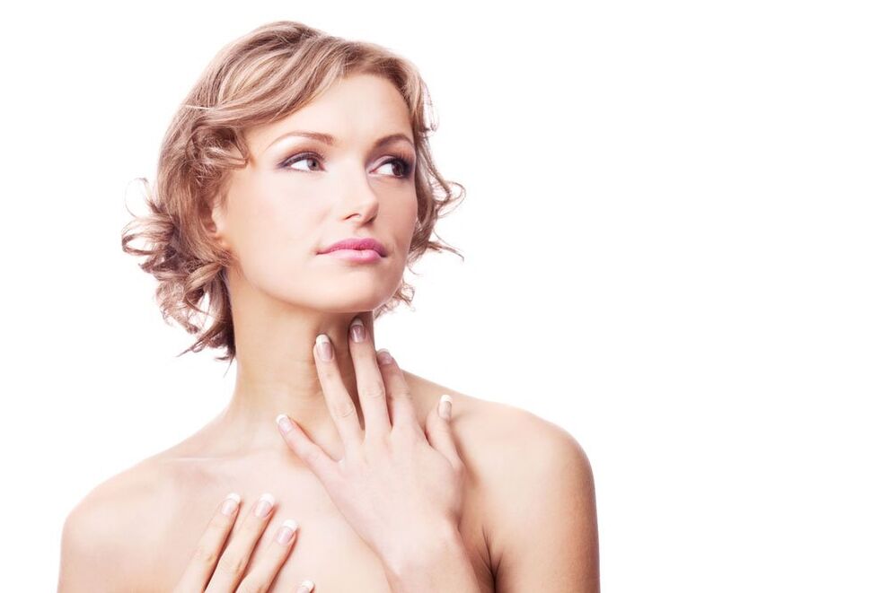Girl with smooth skin on neck and neck after rejuvenation procedures